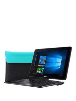 Acer One 10, Intel&Trade; Atom&Reg; Quad Core Processor, 2Gb Ram, 32Gb Storage, 10.1 Inch Touchscreen 2-In-1 Laptop &Ndash; Black + Free Blue Protective Sleeve - Laptop Only